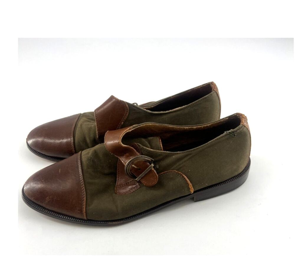 Vintage Bjorn Borg Design Group Shoes Women Size 10 Brown Dk Green Italy Slip On